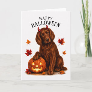 Irish Setter Halloween Devil Dog Card