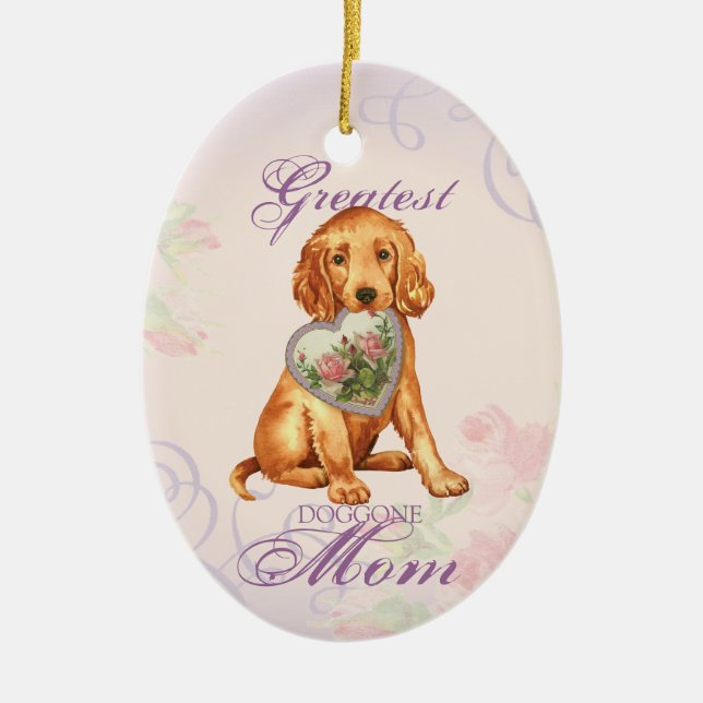 Irish Setter Heart Mum Ceramic Tree Decoration (Front)