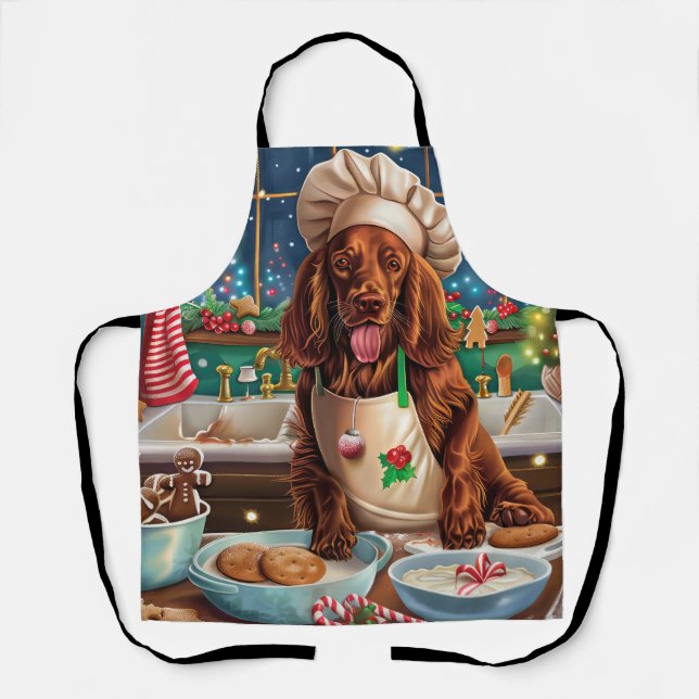 Irish Setter Holiday Baking: Festive Christmas  Apron (Front)