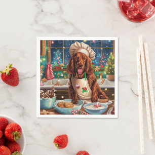 Irish Setter Holiday Baking: Festive Christmas  Napkin