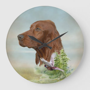 Irish Setter hunting Large Clock
