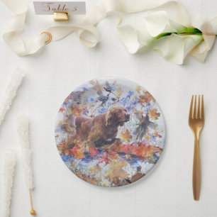 Irish Setter hunting Paper Plate