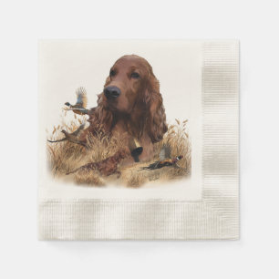 Irish Setter Hunting Pheasant ,Art Napkin