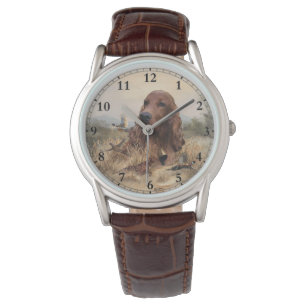 Irish Setter Hunting Pheasant ,Art Watch