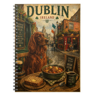 Irish Setter in Dublin Vintage Travel Art Notebook