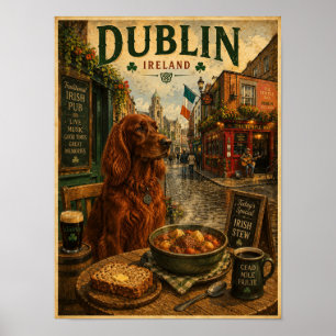 Irish Setter in Dublin Vintage Travel Poster