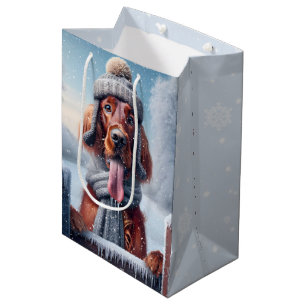 Irish Setter In Snowflakes Medium Gift Bag
