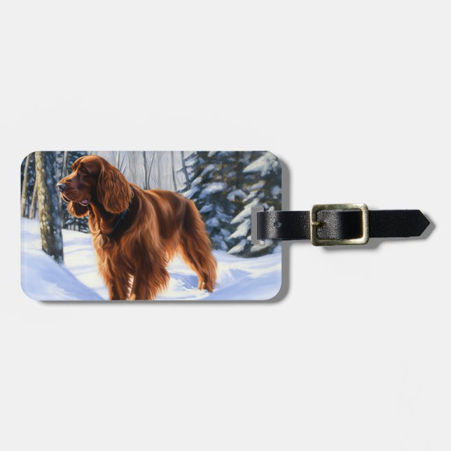 Irish Setter Let It Snow Christmas Luggage Tag (Front Horizontal)