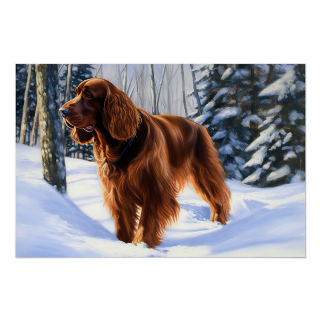 Irish Setter Let It Snow Christmas Poster (Front)