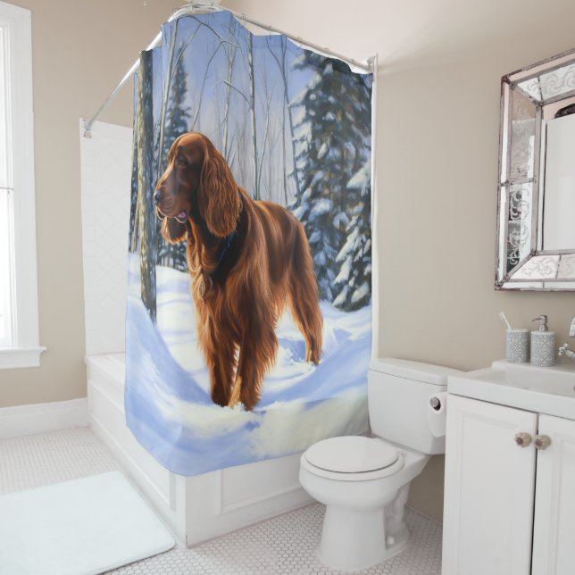 Irish Setter Let It Snow Christmas Shower Curtain (In Situ)
