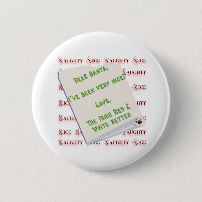 Irish Setter Naughty Nice 6 Cm Round Badge (Front)