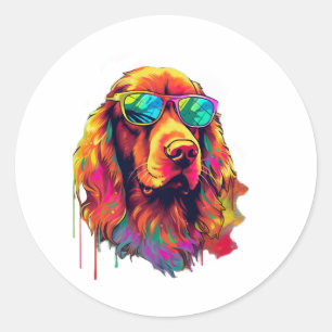 Irish Setter Neon Design   Classic Round Sticker