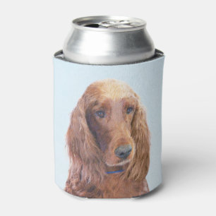 Irish Setter Painting - Cute Original Dog Art Can Cooler