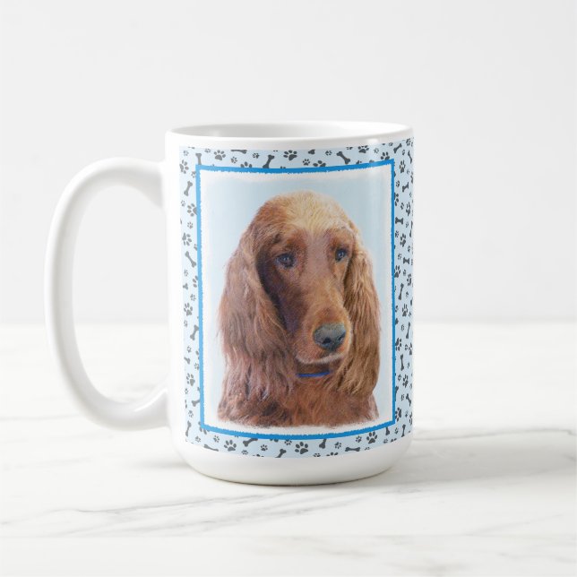 Irish Setter Painting - Cute Original Dog Art Coffee Mug (Left)