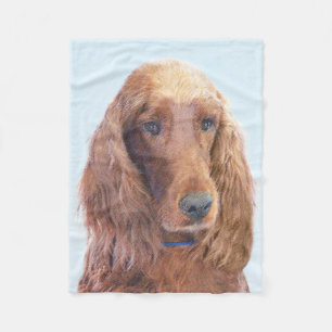 Irish Setter Painting - Cute Original Dog Art Fleece Blanket