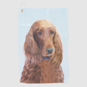 Irish Setter Painting - Cute Original Dog Art Golf Towel