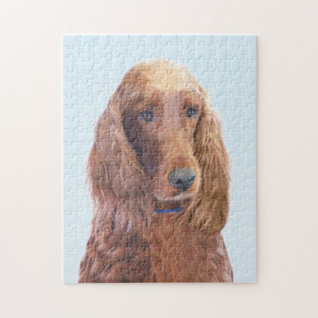 Irish Setter Painting - Cute Original Dog Art Jigsaw Puzzle (Vertical)