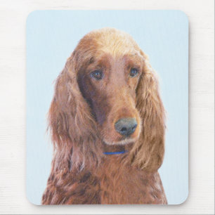 Irish Setter Painting - Cute Original Dog Art Mouse Pad