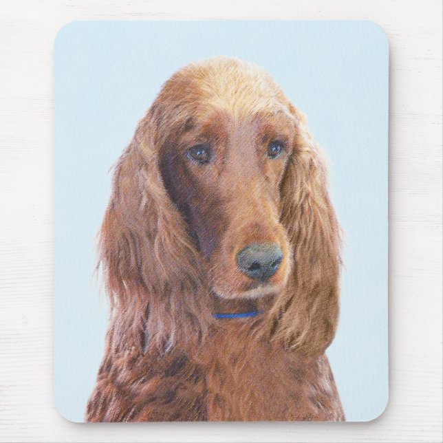 Irish Setter Painting - Cute Original Dog Art Mouse Pad (Front)