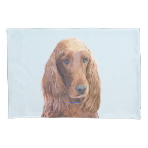 Irish Setter Painting - Cute Original Dog Art Pillowcase