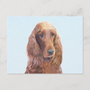 Irish Setter Painting - Cute Original Dog Art Postcard