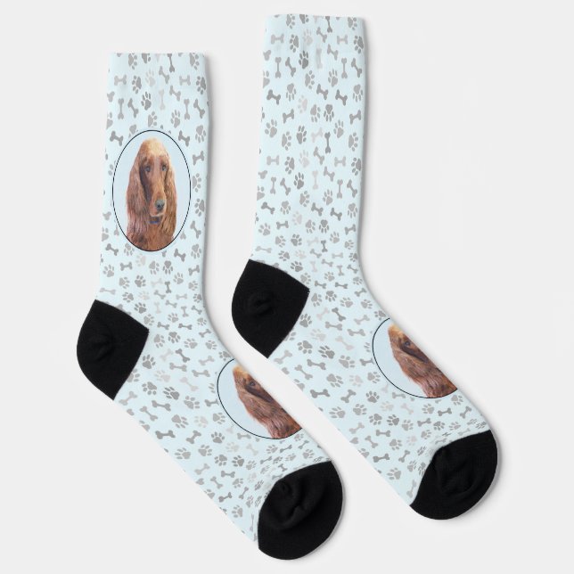 Irish Setter Painting - Cute Original Dog Art Socks (Right)