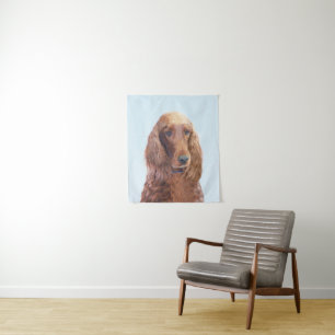 Irish Setter Painting - Cute Original Dog Art Tapestry