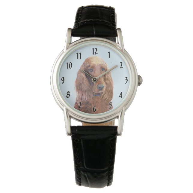 Irish Setter Painting - Cute Original Dog Art Watch (Front)
