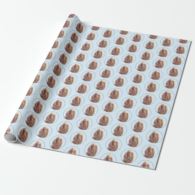 Irish Setter Painting - Cute Original Dog Art Wrapping Paper (Unrolled)
