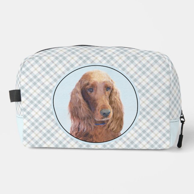 Irish Setter Painting Red Cute Original Dog Art Dopp Kit (Front)
