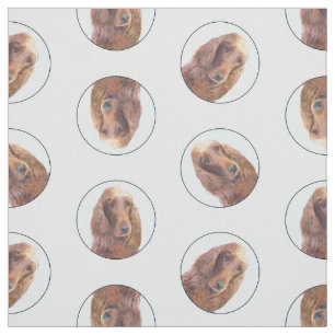 Irish Setter Painting Red Cute Original Dog Art Fabric