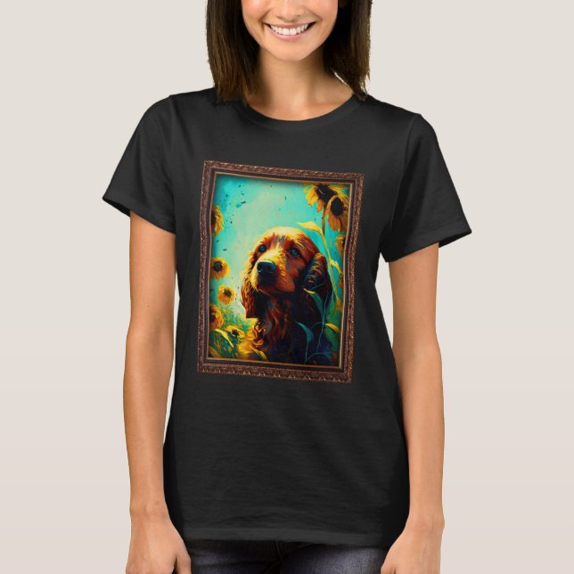 Irish Setter Painting Sunflower Flower Mom Women F T-Shirt (Front)