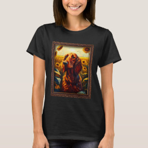 Irish Setter Painting Sunflower Flower Mum Women F T-Shirt