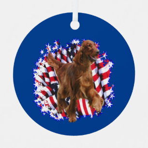 Irish Setter Patriot Metal Tree Decoration