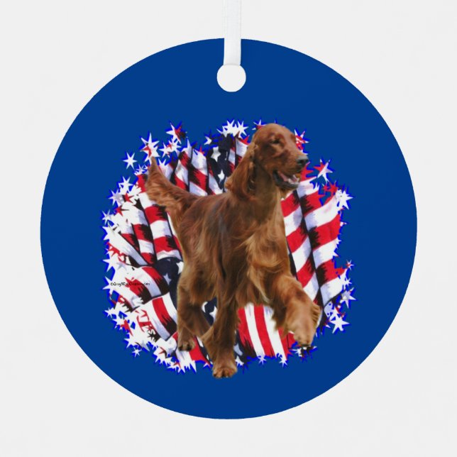 Irish Setter Patriot Metal Tree Decoration (Front)