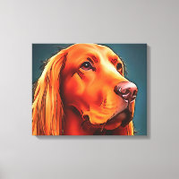 Irish Setter Pet Portrait Black Outline Art