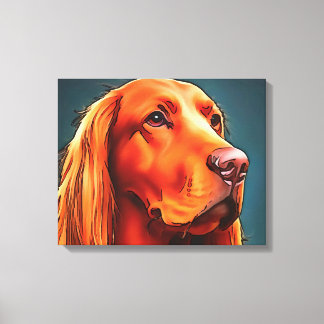 Irish Setter Pet Portrait Black Outline Art Canvas Print