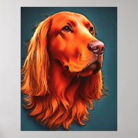 Irish Setter Pet Portrait Black Outline Art
