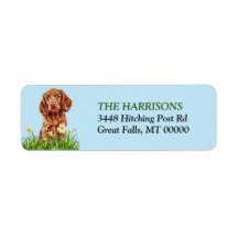 Irish Setter Puppy Daffodil Garden Return Address