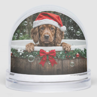 Irish Setter Puppy Dog Cute Christmas Holiday Snowglobe