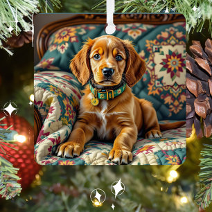 Irish Setter Puppy Dog Personalised Christmas Metal Tree Decoration