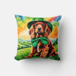 Irish Setter Puppy -St Patricks day Cushion