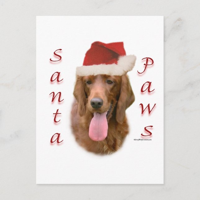 Irish Setter Santa Paws Holiday Postcard (Front)