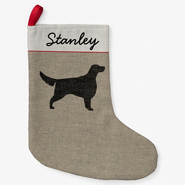 Irish Setter Silhouette Faux Linen Custom Dog Xmas Small Christmas Stocking (Front)