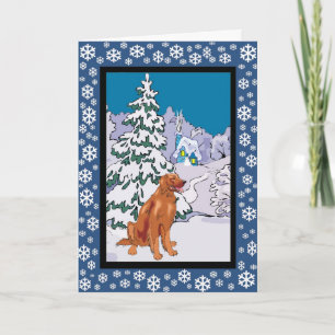 Irish Setter Snowy Winter Holiday Card