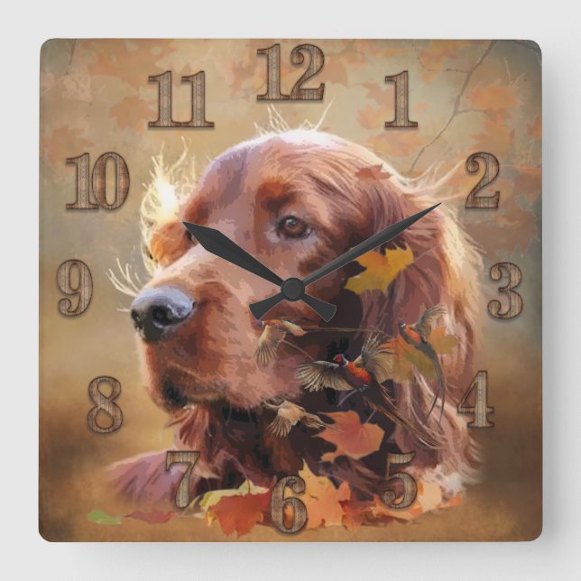  Irish Setter Square Wall Clock (Front)