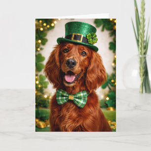 Irish Setter St. Patrick’s Day Card, Leprechaun Card