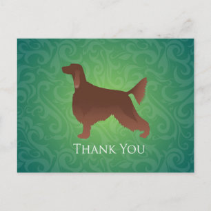 Irish Setter Thank You Silhouette on green Postcard
