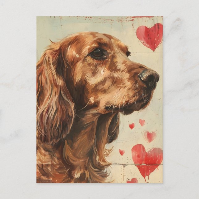 Irish setter vintage Valentine's Day  Postcard (Front)