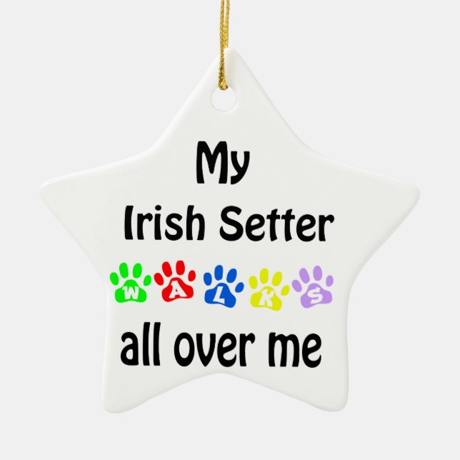 Irish Setter Walks Design Ceramic Tree Decoration (Front)